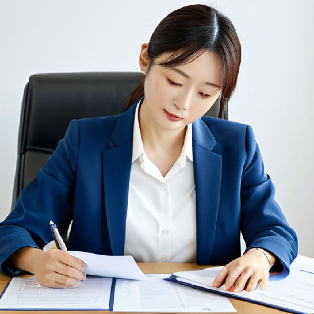 행정사로서 고객 신뢰를 얻는 방법 - **Professional Female Legal Specialist:** "A professional female Gyoseishoshi (行政書士) in a modern, br...
