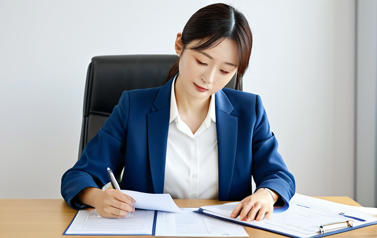 행정사로서 고객 신뢰를 얻는 방법 - **Professional Female Legal Specialist:** "A professional female Gyoseishoshi (行政書士) in a modern, br...