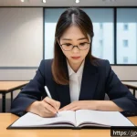행정사로서의 커리어를 위한 멘토 찾기 - A professional Japanese administrative scrivener mentor and mentee meeting in a modern seminar room ...